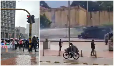 Protestas colapsan la Séptima y Circunvalar en Bogotá: tanquetas dispersan manifestantes