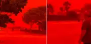 Ciclón Narelle tiñe el cielo de Australia de rojo con polvo de óxido de hierro