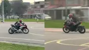 Conductor de moto invade cancha infantil en Bogotá: video evidencia el hecho