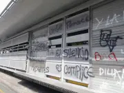 Estación Estadio del MÍO vandalizada tras protestas estudiantiles en Cali