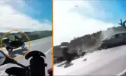 Motociclista de 59 años muere en Turquía tras invadir carril contrario en choque frontal captado en video