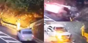 Motociclista se salva de milagro al orinar en la vía Pamplona-Cúcuta mientras auto se incendia y deja un muerto