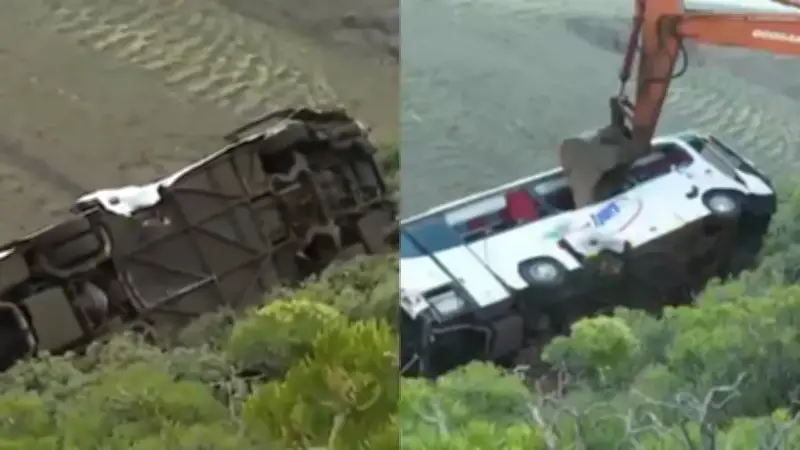 Accidente de bus turístico en barranco deja un muerto y más de 27 heridos