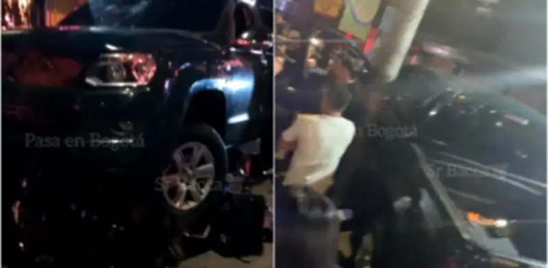 Accidente en Bogotá: camioneta impacta motos en restaurante del Burger Master