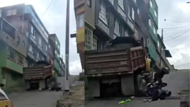 Accidente en Ciudad Bolívar: Motocicleta retrocede en pendiente y es arrollada por volqueta