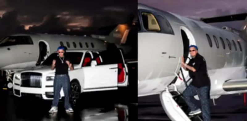 Blessd muestra su lujoso avión privado y lo dedica a su hijo por nacer