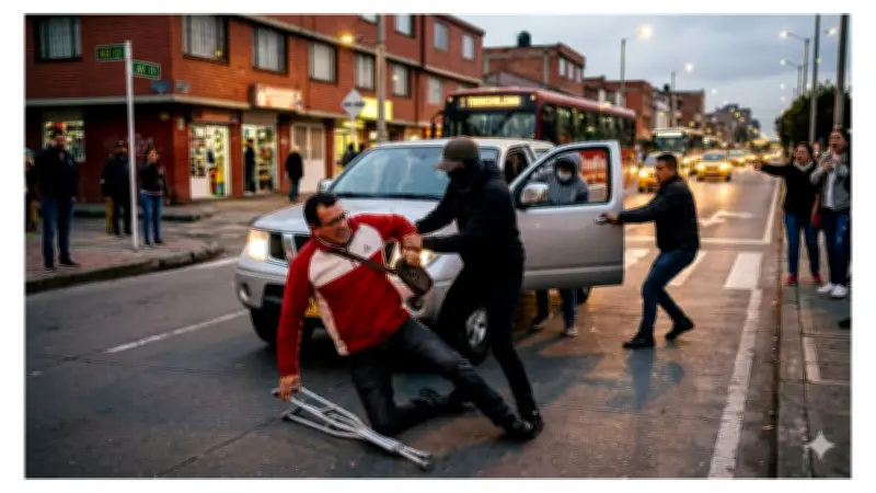 Bogotá: Ladrones desalojan a víctima en muletas y hieren a su hijo en intento de robo de camioneta