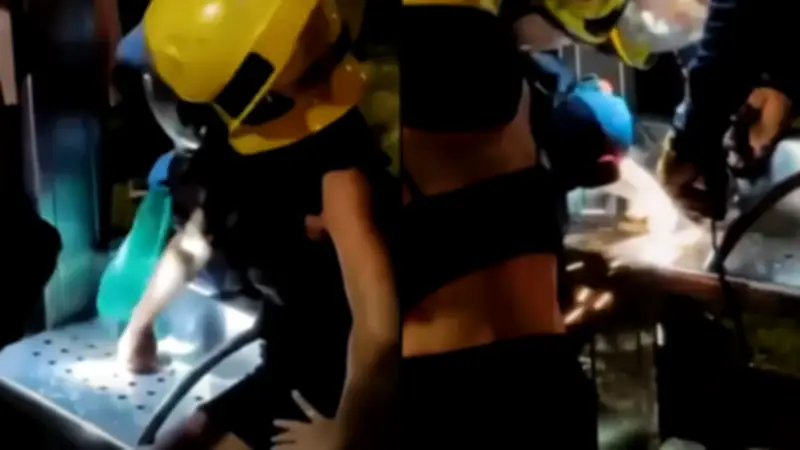 Bomberos de Cali rescatan a joven con dedo atrapado en banca del MIO en incidente viral