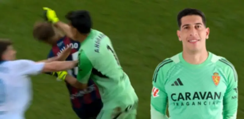 Brutal agresión de Esteban Andrada a capitán del Huesca en Segunda División