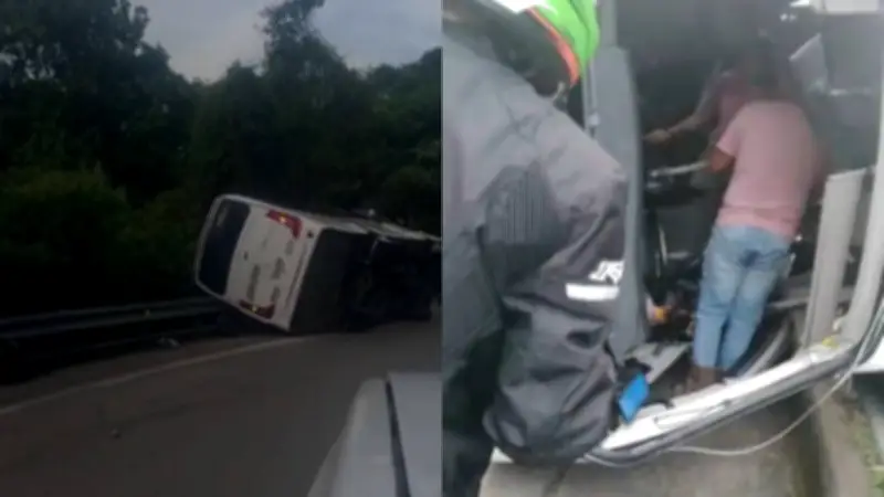 Bus intermunicipal volcado en La Mesa: múltiples heridos y posibles fallecidos