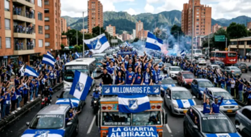 Caravana de hinchas de Millonarios anima al equipo antes del crucial clásico contra Santa Fe