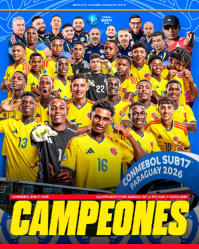 Colombia Sub-17 aplasta a Argentina 3-0 y se corona campeón sudamericano tras 33 años