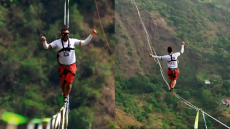 Diego Molano bate récord mundial en slackline: 3,2 km a ciegas en el Chicamocha