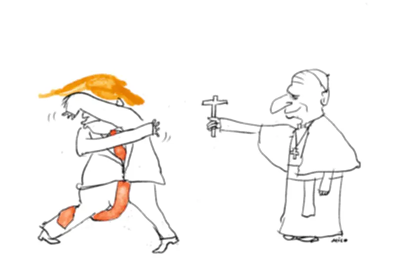 Donald Trump vs. León XIV: Un choque de egos en la caricatura política