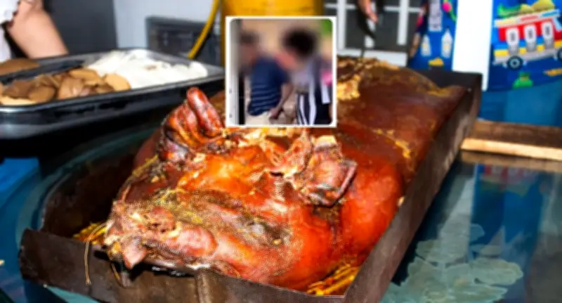 Escándalo en lechonería de Suba: Policía halló drogas en bandeja y capturó a 4