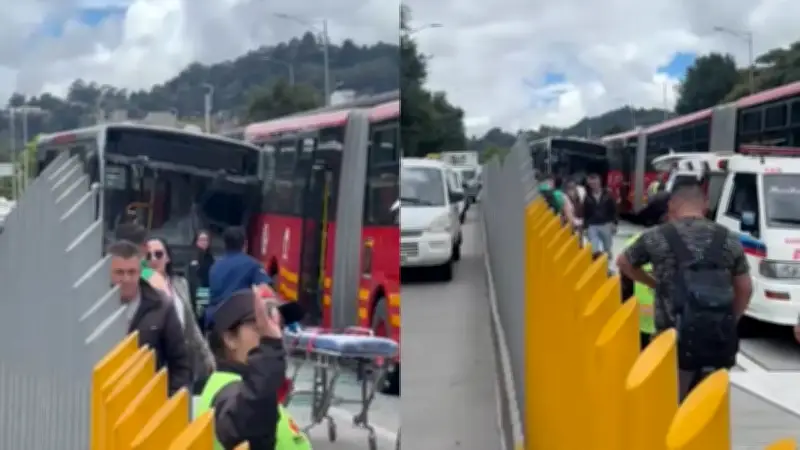 Grave accidente entre dos buses de TransMilenio en el noroccidente de Bogotá
