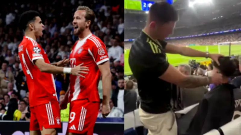 Hincha se corta el cabello en tribuna durante Real Madrid vs Bayern Múnich en Champions