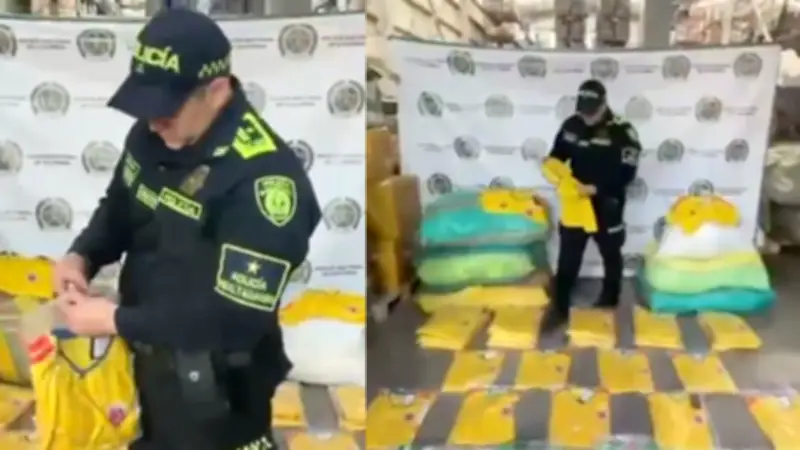 Incautan más de 17.000 camisetas falsas de la Selección Colombia en Medellín