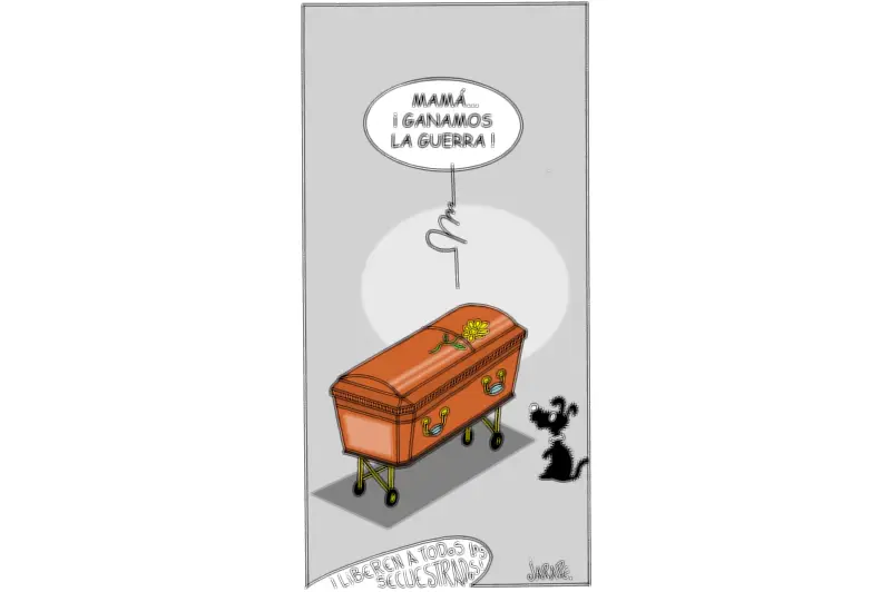 Mamá, ganamos la guerra: una caricatura de Jará
