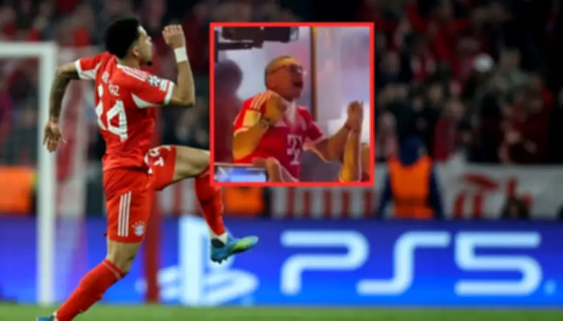 Mane Díaz celebra con locura el gol de su hijo Luis contra el Real Madrid en Champions