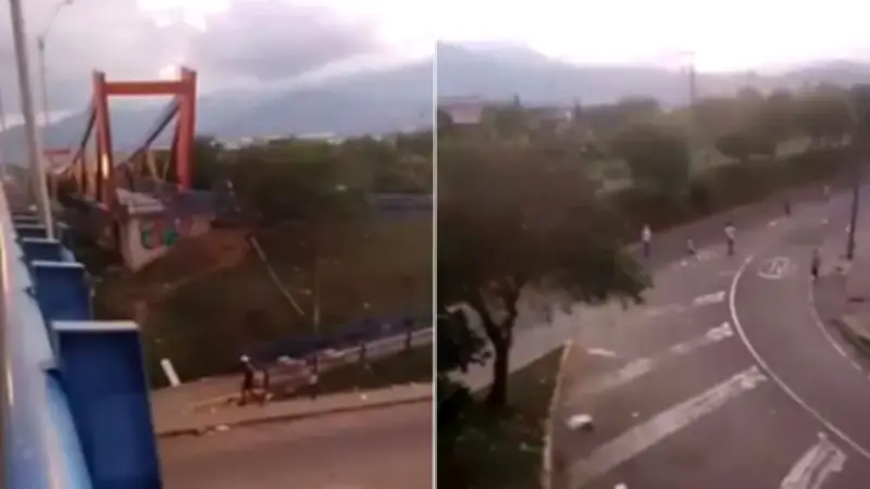 Menores protagonizan violento 'güireo' en vía principal de Cali con palos y machetes