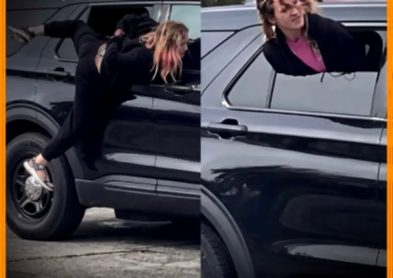 Mujer esposada escapa por ventana de patrulla en Michigan en escena de película