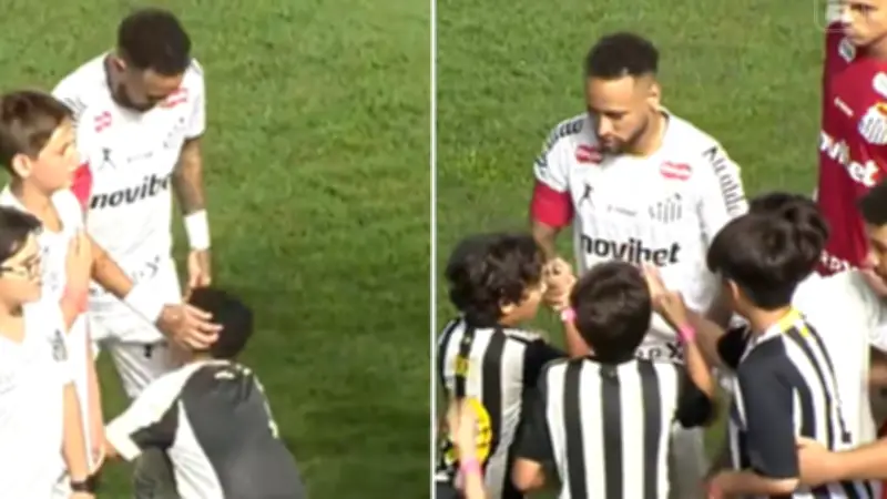 Niño besa las piernas de Neymar en muestra de admiración durante emotivo encuentro