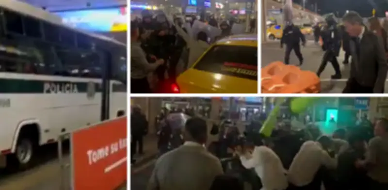 Paro de taxistas paraliza accesos al Aeropuerto El Dorado en Bogotá este jueves 9 de abril