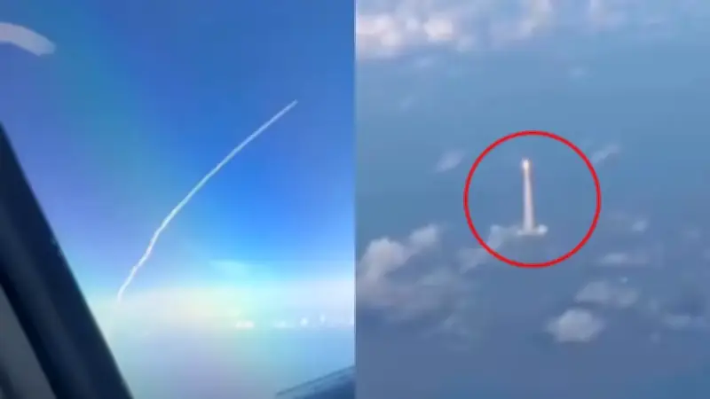 Pasajeros de avión captan el impresionante despegue de la misión Artemis 2 desde el aire