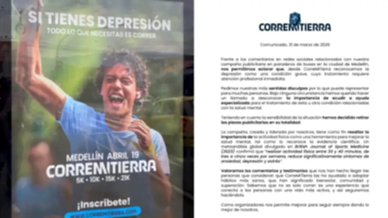 Polémica publicidad en Medellín sobre depresión genera críticas y disculpas de organizadores