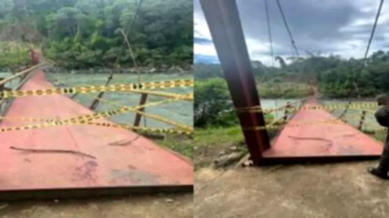 Puente colgante colapsa en Chocó durante acto oficial: 8 heridos y sospechas de sabotaje