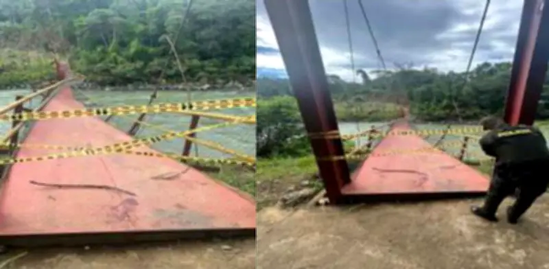 Puente nuevo colapsa durante inauguración en Bagadó, Chocó: alcaldesa presente y sospecha de sabotaje