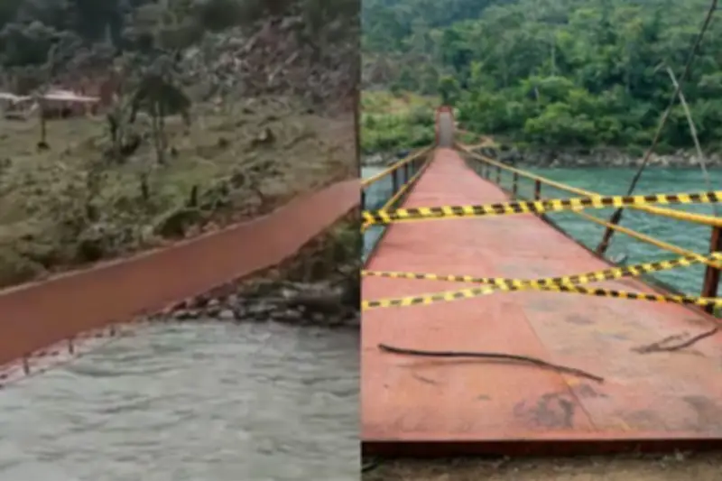 Puente peatonal colapsa minutos tras inauguración en Bagadó, Chocó: 8 lesionados