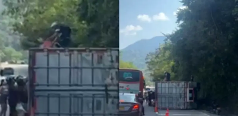 Revelan causa oficial del volcamiento de camión en vía La Vega-Villeta: robo de carga