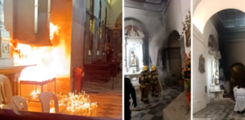 Sobrecarga de velas causa incendio en Catedral Basílica de Santa Marta durante Jueves Santo