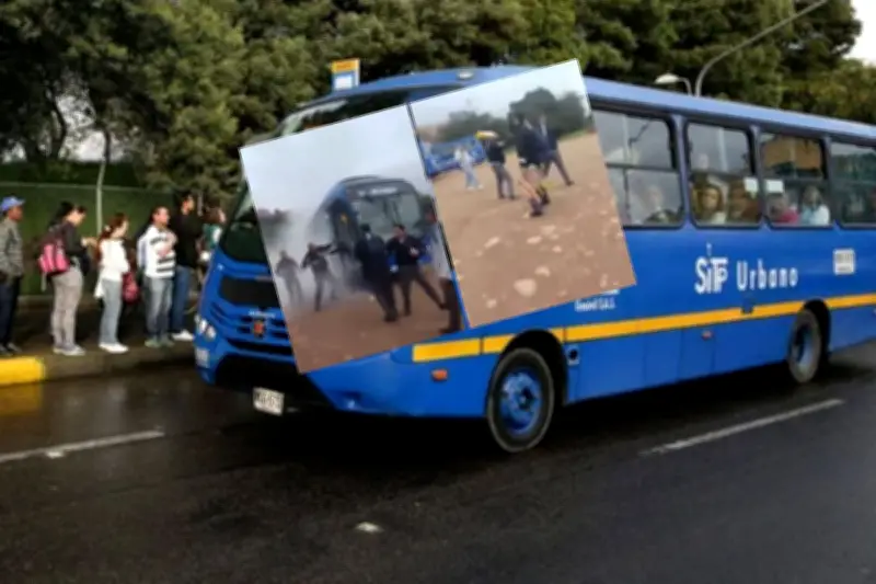 Taxistas y conductores SITP se enfrentan a golpes y extintores en Bogotá