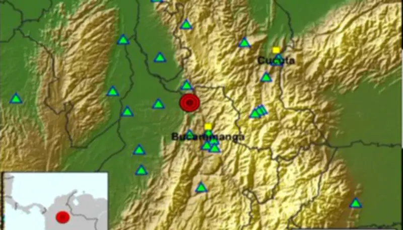 Temblor en Colombia la noche del 29 de abril: magnitud 3.3 y epicentro en Santander