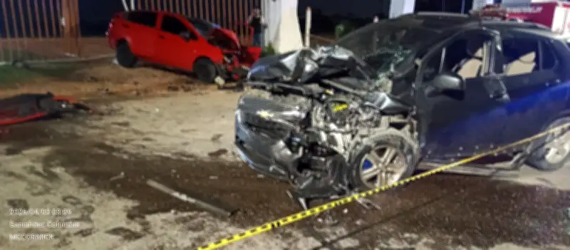 Tragedia vial en Barrancabermeja: Dos muertos y tres heridos por choque con conductor ebrio