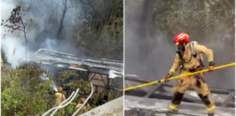 Tragedia vial en Ecuador: 14 muertos y 29 heridos tras caída de bus a abismo e incendio