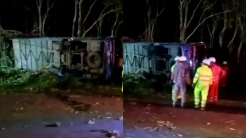 Tragedia vial en Ibagué-Bogotá: bus intermunicipal volcado deja cinco muertos y 20 heridos