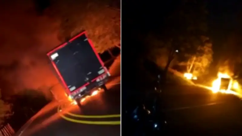 Tres vehículos incinerados en Dagua por hombres armados en la vía al mar