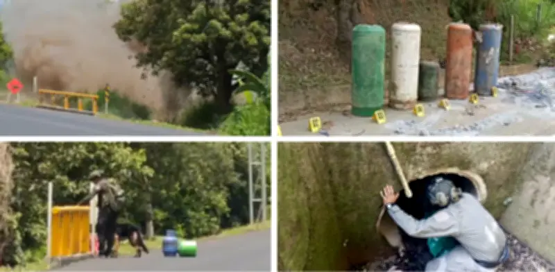 Video: detonación controlada de cinco cilindros explosivos en la vía Panamericana en Cauca