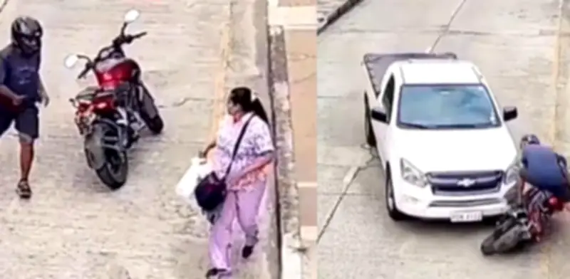 Video viral: Camioneta embiste a ladrón que intentaba robar a mujer en la calle
