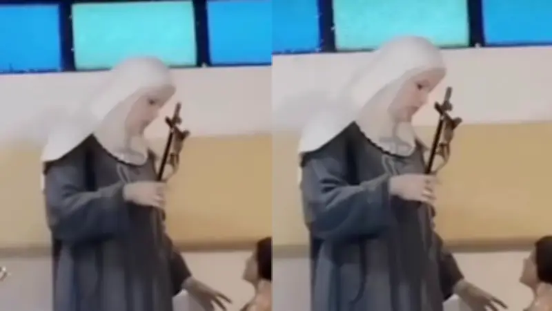 Video viral: Figura religiosa parpadea en iglesia de Bogotá y divide opiniones