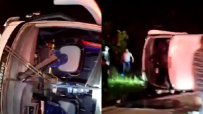 Videos muestran el accidente de bus con 42 pasajeros que volcó en vía Bogotá-La Vega