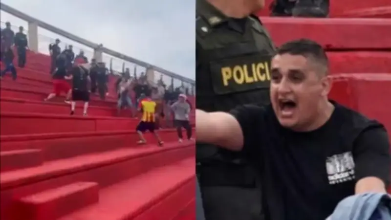 Violenta pelea entre barristas de Pereira y Once Caldas obliga a suspender clásico cafetero