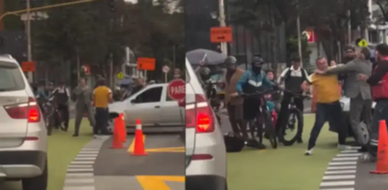 Violenta pelea entre conductor y ciclista en Bogotá tras presunto choque