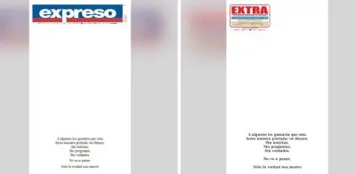 Diarios ecuatorianos Expreso y Extra protestan con portadas en blanco por presunta persecución gubernamental