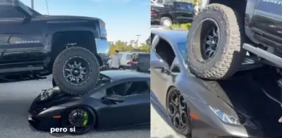 Mujer estaciona camioneta sobre un Lamborghini en Florida: accidente viral