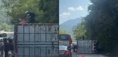 Revelan causa oficial del volcamiento de camión en vía La Vega-Villeta: robo de carga